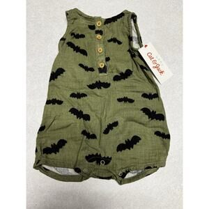 Cat & Jack Baby One Piece 3-6 Month Halloween Outfit Bats Green